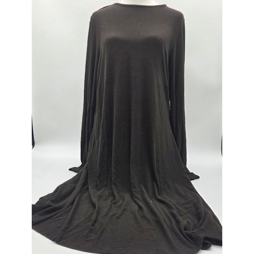 Eileen Fisher Black Long Sleeve Maxi Dress Size L/G Viscose Stretch 101-467
